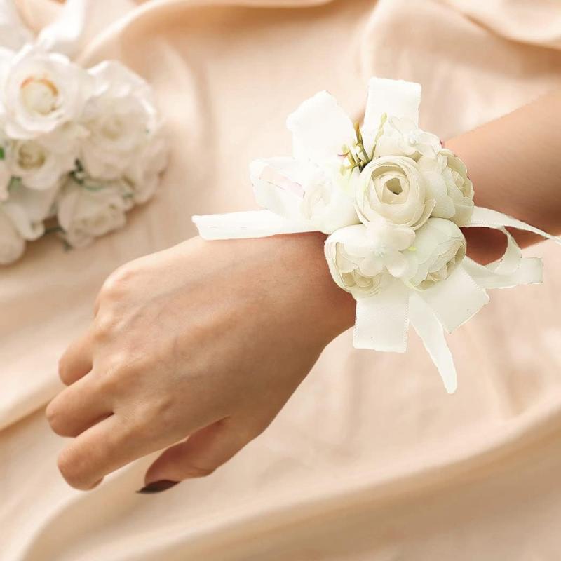 This petite red rose wrist corsage comes with a keepsake bracelet.